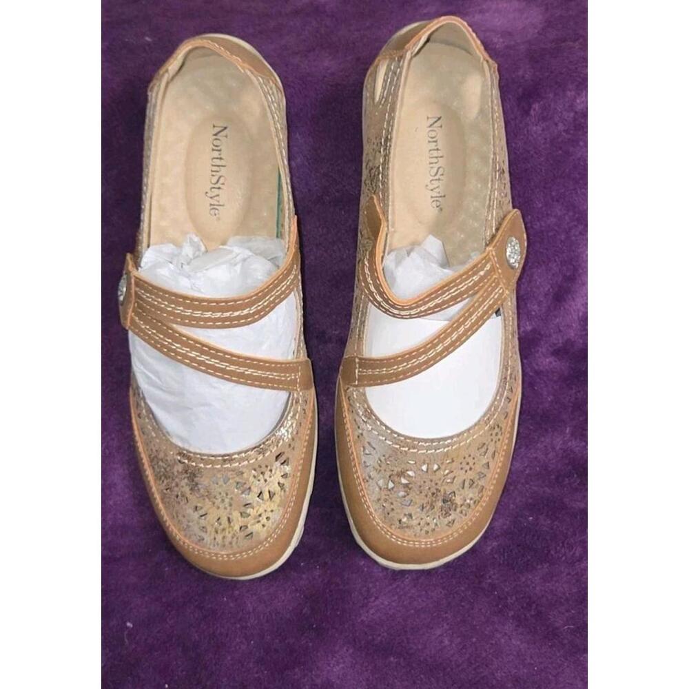 Northstyle Shoes Brown Mary Jane Slip On Flats EU 37 Women's Size 6 NIB